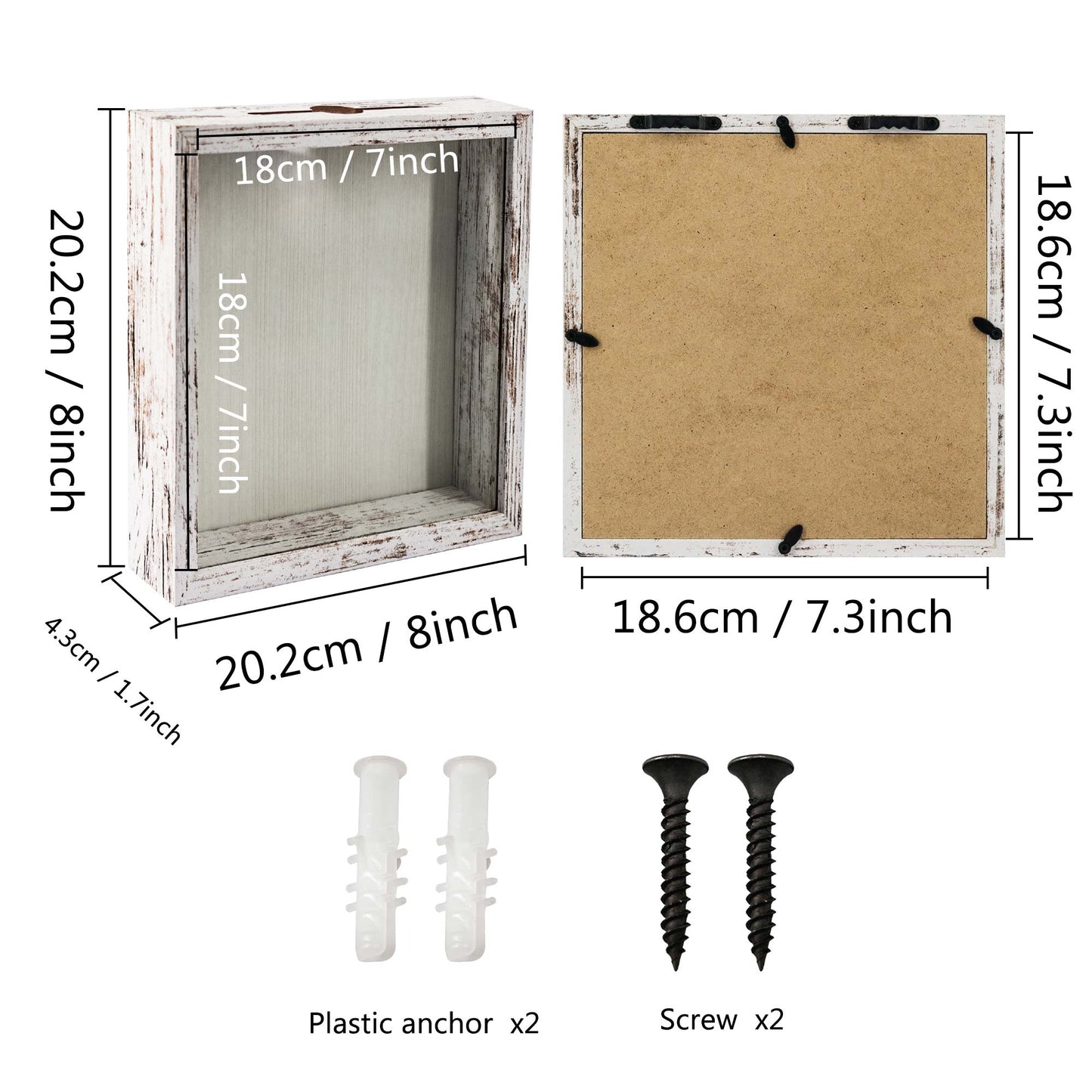 Shadow Box Frame White Wood Collection Case With Slot on top - 4 Sizes Available