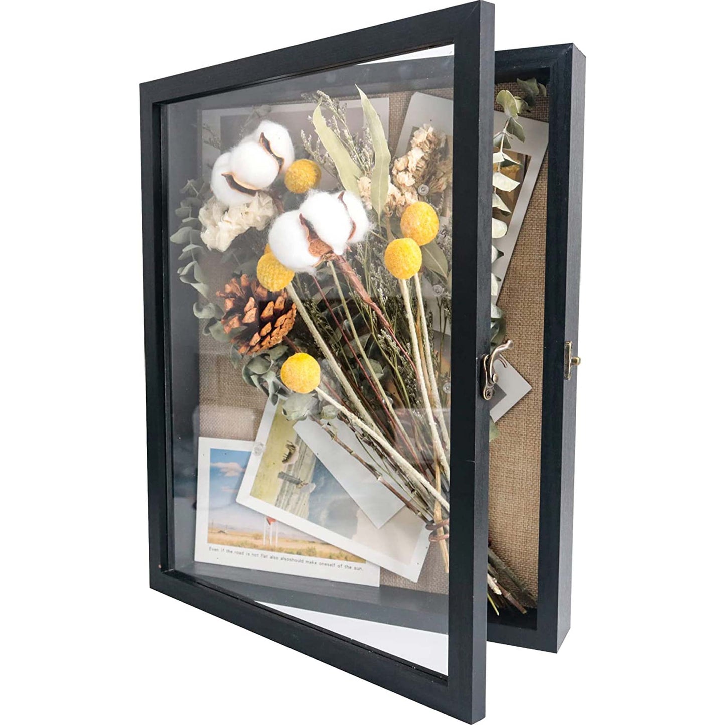 Rustic Black Real Glass Shadow Box Frame Window Door With Hinge in 4 Sizes