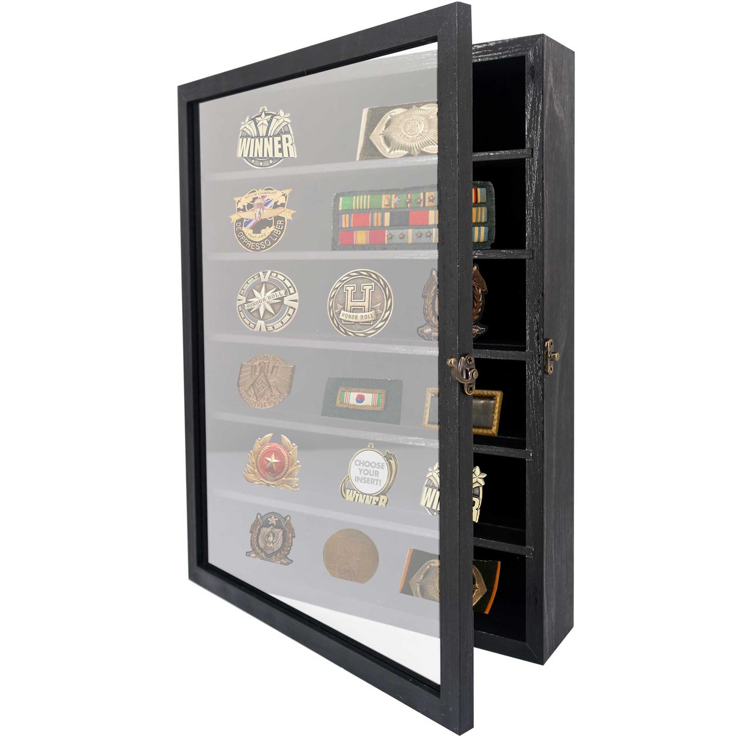 Rustic Black Real Glass Shadow Box Frame Window Door with Removable Shelves in 2 Sizes